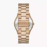 Michael Kors Slim Runway Three-Hand Gold Dial Gold Steel Strap Watch for Women - MK9122 Authentic Buy Shop Now