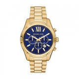 Michael Kors Lexington Chronograph Blue Dial Gold Steel Strap Watch for Men - MK9153 Authentic Buy Shop Now