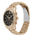 Michael Kors Lexington Chronograph Black Dial Gold Steel Strap Watch for Men - MK9155 Authentic Buy Shop Now
