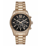 Michael Kors Lexington Chronograph Black Dial Gold Steel Strap Watch for Men - MK9155 Authentic Buy Shop Now
