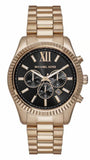 Michael Kors Lexington Chronograph Black Dial Gold Steel Strap Watch for Men - MK9155 Authentic Buy Shop Now