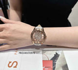 Michael Kors Runway Three Hand Quartz Gold Dial Brown Leather Strap Watch For Women - MK6999 Authentic Buy Shop Now