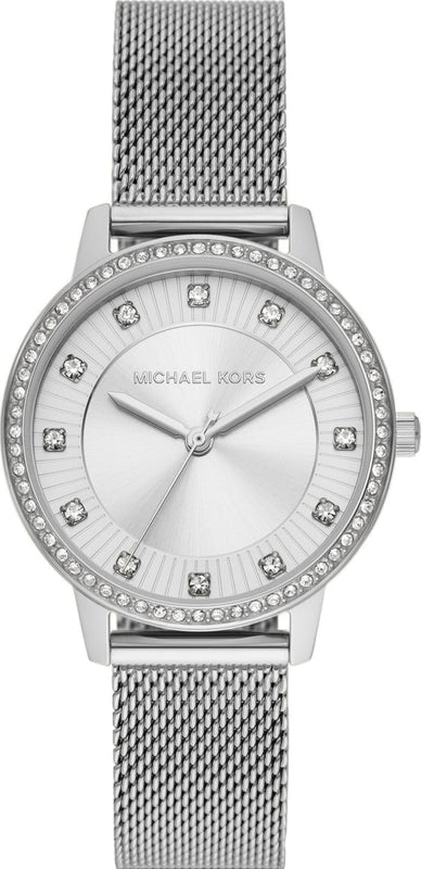 Michael Kors Quartz Crystals White Dial Silver Mesh Strap Watch for Women - MKO1013 Authentic Buy Shop Now