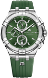 Maurice Lacroix Aikon Chronograph Green Dial Green Rubber Strap Watch for Men - AI1018-SS000-630-5 Authentic Buy Shop Now