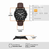 Armani Exchange Outerbanks Chronograph Black Dial Brown Leather Strap Watch For Men - AX1732 Authentic Buy Shop Now