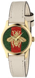 Gucci G Timeless Quartz Red & Green Dial Beige Leather Strap Watch For Women - YA1265009 Authentic Buy Shop Now