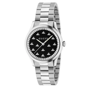 Gucci G Timeless Quartz Black Dial Silver Steel Strap Watch for Women - YA1265034 Authentic Buy Shop Now