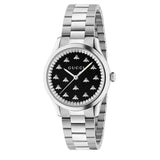 Gucci G Timeless Quartz Black Dial Silver Steel Strap Watch for Women - YA1265034 Authentic Buy Shop Now