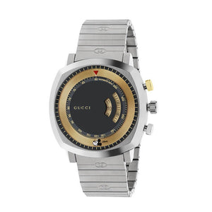 Gucci Grip Chronograph Disney Black Dial Silver Steel Strap Watch For Men - YA157307 Authentic Buy Shop Now