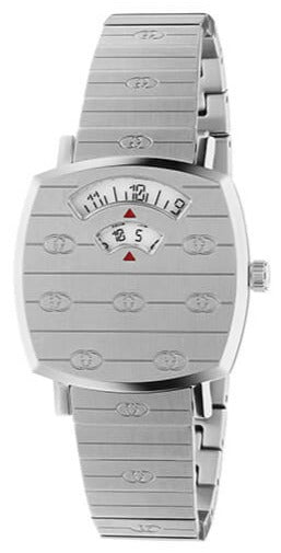 Gucci Grip Quartz Silver Dial Silver Steel Strap Watch For Men - YA157501 Authentic Buy Shop Now