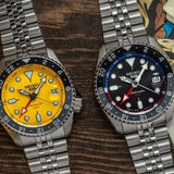 Seiko 5 Sport SKX GMT US Special Creation Automatic Yellow Dial Silver Steel Strap Watch for Men - SSK017K1 Authentic Buy Shop Now