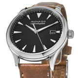 Movado Heritage Calendoplan Black Dial Brown Leather Strap Watch for Men - 3650001 Authentic Buy Shop Now