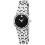 Movado Veturi Quartz Black Dial Silver Steel Strap Watch for Women - 0606338 Authentic Buy Shop Now