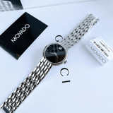 Movado Classic Quartz Black Dial Silver Steel Strap Watch for Men - 0606337 Authentic Buy Shop Now
