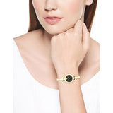 Movado Rondiro 22mm Black Dial Yellow Gold Steel Strap Watch For Women - 0606888 Authentic Buy Shop Now