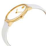 Movado 70th Anniversary Limited Edition White Dial White Leather Strap Watch For Women - 0607138 Authentic Buy Shop Now