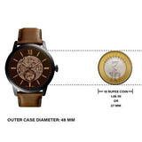 Fossil Townsman Automatic Black Dial Brown Leather Strap Watch for Men - ME3155 Authentic Buy Shop Now
