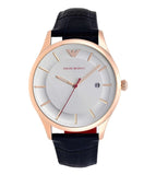 Emporio Armani Classic Silver Dial Blue Leather Strap Watch For Men - AR11131 Authentic Buy Shop Now