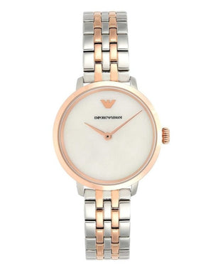 Emporio Armani Modern Slim Analog Mother of Pearl Dial Two Tone Steel Strap Watch For Women - AR11157 Authentic Buy Shop Now