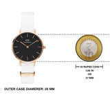 Daniel Wellington Classic Petite Dover Black Dial White NATO Strap Watch For Women - DW001000314 Authentic Buy Shop Now