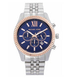 Michael Kors Lexington Chronograph Blue Dial Silver Steel Strap Watch For Men - MK8689 Authentic Buy Shop Now