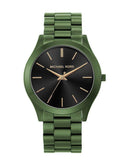 Michael Kors Slim Runway Quartz Black Dial Green Steel Strap Watch For Men - MK8715 Authentic Buy Shop Now