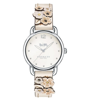 Coach Delancey White Dial Floral White Leather Strap Watch for Women - 14502760 Authentic Buy Shop Now