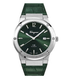 Salvatore Ferragamo F-80 Classic Green Dial Green Leather Strap Watch for Men - SFDT00119 Authentic Buy Shop Now