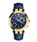 Versace V-Race Multifunction Quartz Blue Dial Blue Leather Strap Watch For Men - VEBV00219 Authentic Buy Shop Now