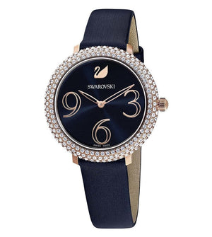 Swarovski Crystal Frost Blue Dial Blue Leather Strap Watch for Women - 5484061 Authentic Buy Shop Now