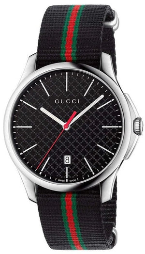 Gucci G Timeless Analog Quartz Black Dial Black NATO Strap Watch For Men - YA126321 Authentic Buy Shop Now