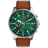 Fossil Dillinger Luggage Chronograph Green Dial Brown Leather Strap Watch for Men - FS5734 Authentic Buy Shop Now