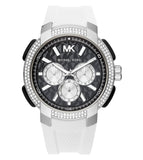 Michael Kors Sidney Multifunction Black Dial White Silicone Strap Watch For Women - MK6947 Authentic Buy Shop Now