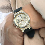 Guess Moonlight Crystals Silver Dial Black Silicone Strap Watch For Women - GW0257L1 Authentic Buy Shop Now