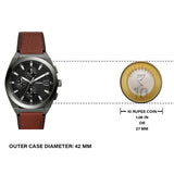 Fossil Everett Chronograph Grey Dial Brown Leather Strap Watch for Men - FS5799 Authentic Buy Shop Now