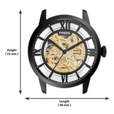 Fossil Townsman Automatic Skeleton Black Dial Black Steel Strap Watch for Men - ME3197 Authentic Buy Shop Now