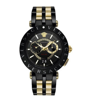 Versace V-Race Analog Quartz Black Dial Two Tone Steel Strap Watch For Men - VEBV00619 Authentic Buy Shop Now
