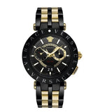 Versace V-Race Analog Quartz Black Dial Two Tone Steel Strap Watch For Men - VEBV00619 Authentic Buy Shop Now