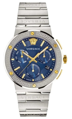 Versace Greca Quartz Blue Dial Silver Steel Strap Watch For Men - VEZ900221 Authentic Buy Shop Now