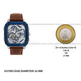 Fossil Inscription Automatic Skeleton Blue Dial Brown Leather Strap Watch for Men - BQ2571 Authentic Buy Shop Now