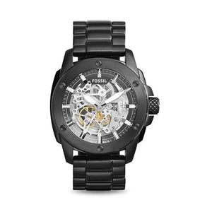 Fossil Modern Machine Automatic Silver Dial Black Steel Strap Watch for Men - ME3080 Authentic Buy Shop Now