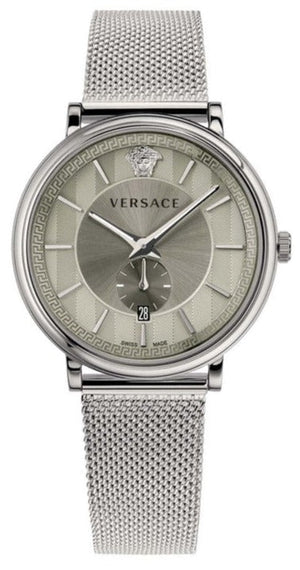 Versace V-Circle Silver Dial Silver Mesh Bracelet Watch for Men - VBQ060017 Authentic Buy Shop Now