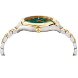 Versace Hellenyium Quartz Green Dial Two Tone Steel Strap Watch For Men - VEVI00620 Authentic Buy Shop Now