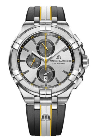 Maurice Lacroix Aikon Chronograph King of the Court Limited Edition Silver Dial Grey Rubber Strap Watch for Men - AI1018-TT030-130-K Authentic Buy Shop Now