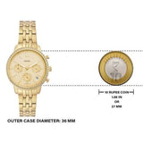 Fossil Neutra Chronograph Gold Dial Gold Steel Strap Watch for Women - ES5219 Authentic Buy Shop Now