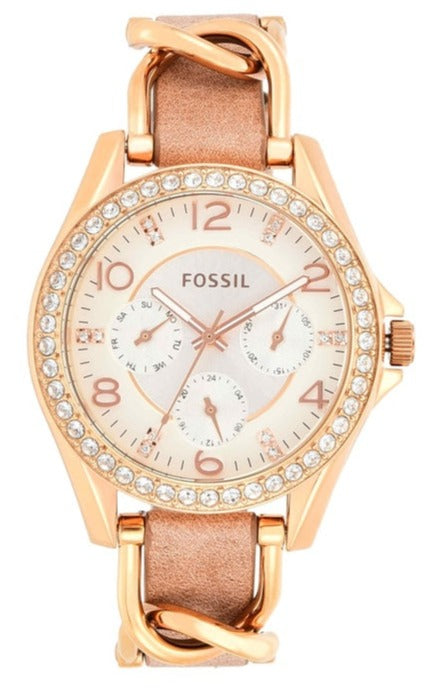 Fossil Riley White Dial Sand Leather Strap Watch for Women - ES3466 Authentic Buy Shop Now