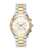 Michael Kors Slim Runway Chronograph White Dial Two Tone Steel Strap Watch For Women - MK8986 Authentic Buy Shop Now