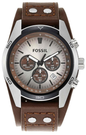 Fossil Coachman Chronograph Silver Dial Brown Leather Strap Watch for Men - CH2565 Authentic Buy Shop Now