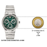 Versace Grace Chronograph Quartz Green Dial Silver Steel Strap Watch For Men - VEZ900121 Authentic Buy Shop Now
