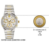Versace Greca Chronograph White Dial Two Tone Steel Strap Watch For Men - VEZ900321 Authentic Buy Shop Now